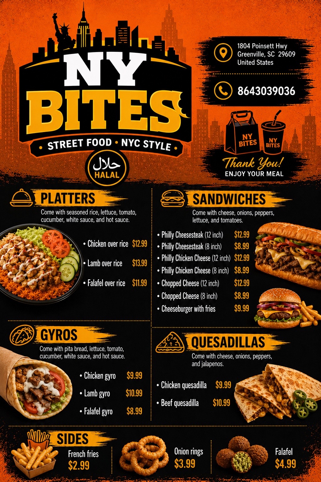 NY Bites menu